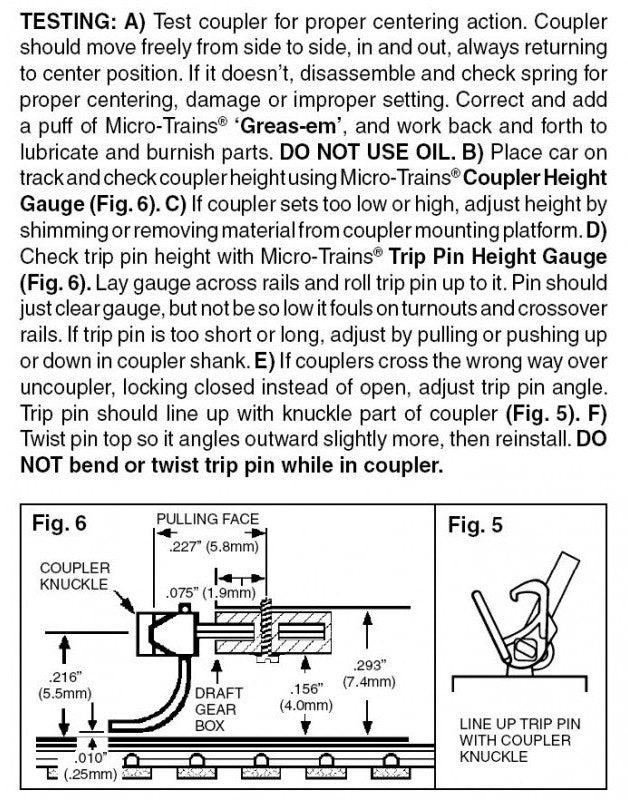 Micro Trains Line N 00132040 (1152) Locomotive Coupler Conversion Kit with Pilot Face RS3 - 1 Pair