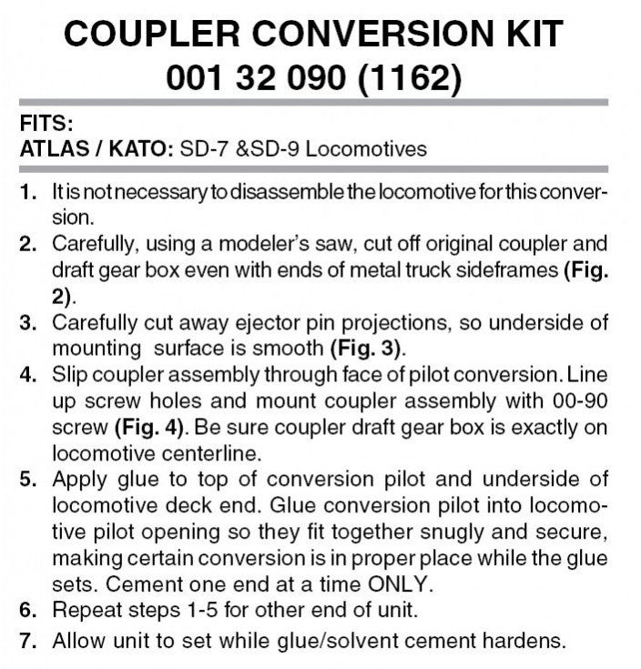 Micro Trains Line N 00132090 (1162) Locomotive Coupler Conversion Kit with Pilot Face SD7/9 - 1 Pair