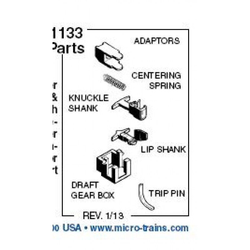 Micro Trains Line N 001 33 030 (1133) Medium Shank Bachmann Coupler Assemblies with Adaptors Kit 2-Pair