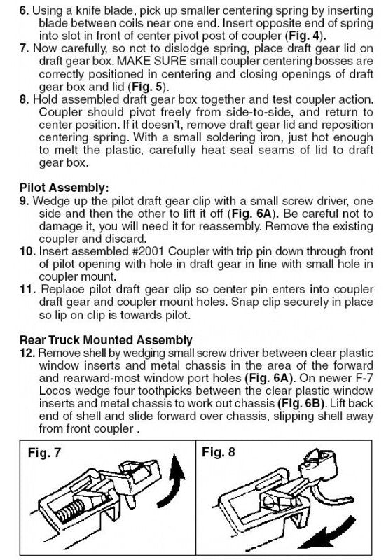 Micro Trains Line N 00141040 (2000) Locomotive Coupler Conversion Kit E8A/9A - 2 Pair