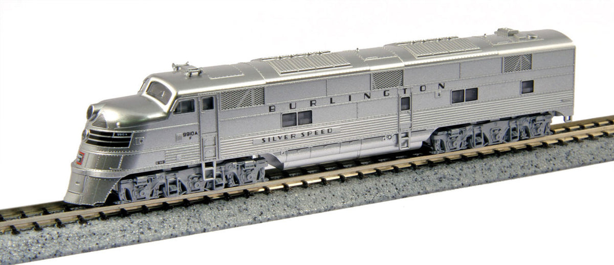 Kato N 176-5401-LS-DMW with DCC/ESU LokSound V5 EMD E5A Locomotive Chicago, Burlington & Quincy CB&Q #9910A 'Silver Speed'