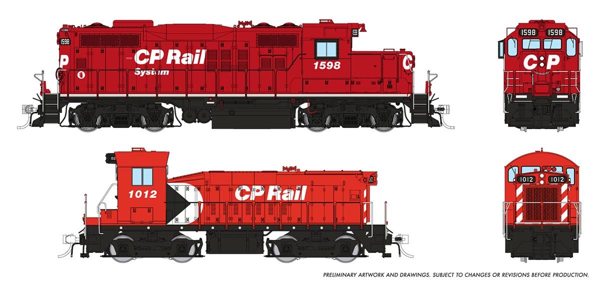 Rapido Trains Inc HO 54019 DCC Ready GP9u Locomotive Mother+Slug Set CP Rail "System" CP #1598 + #1012