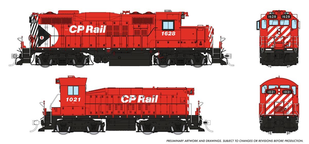 Rapido Trains Inc HO 54018 DCC Ready GP9u Locomotive Mother+Slug Set CP Rail "Multimark" CP #1628 + #1021