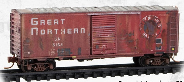 Atlas Micro-Trains N 073144360 40' Single Door Boxcar Weathered Great Northern GN #5169