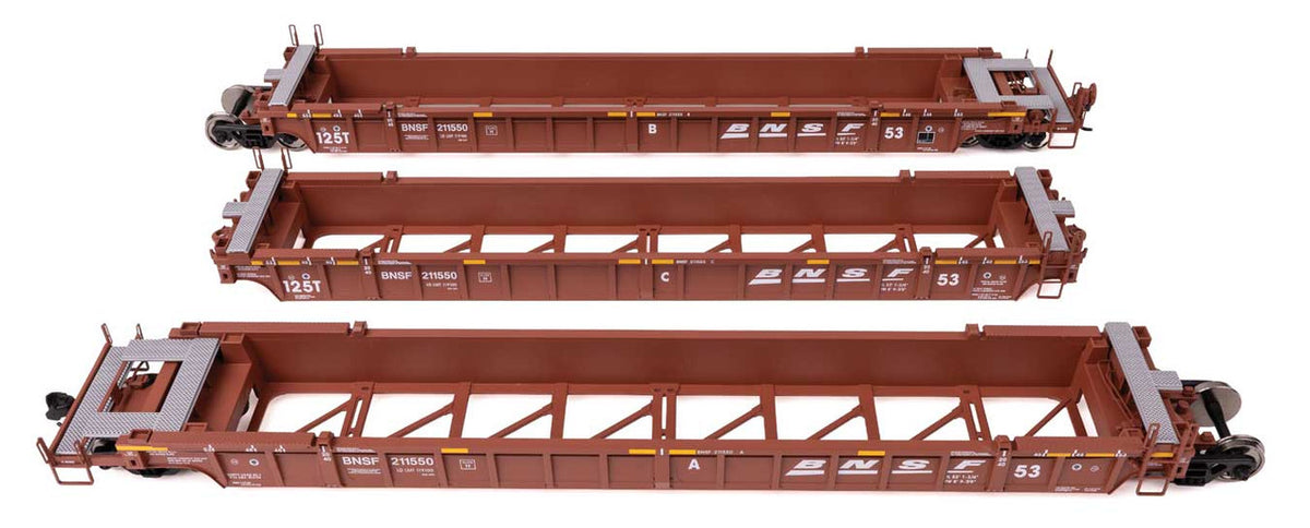 Walthers Mainline HO 910-55819 NSC Articulated 3-Unit 53' Well Car BNSF Railway BNSF #211550