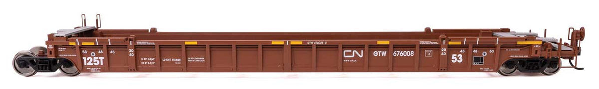 Walthers Mainline HO 910-55820 NSC Articulated 3-Unit 53' Well Car Canadian National GTW #676008