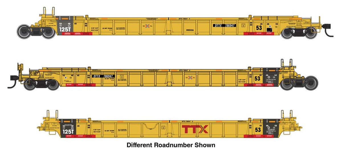 Walthers Mainline HO 910-55833 NSC Articulated 3-Unit 53' Well Car TTX DTTX #786996