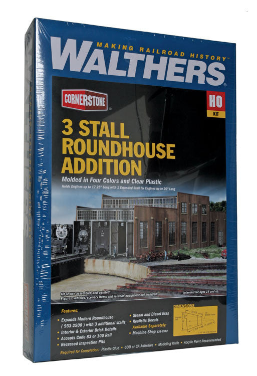 Walthers Cornerstone HO 933-2901 3-Stall Modern Roundhouse Addition - Kit