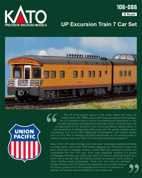 Kato N 106-086 Union Pacific Excursion Train 7-Car Set - Lombard