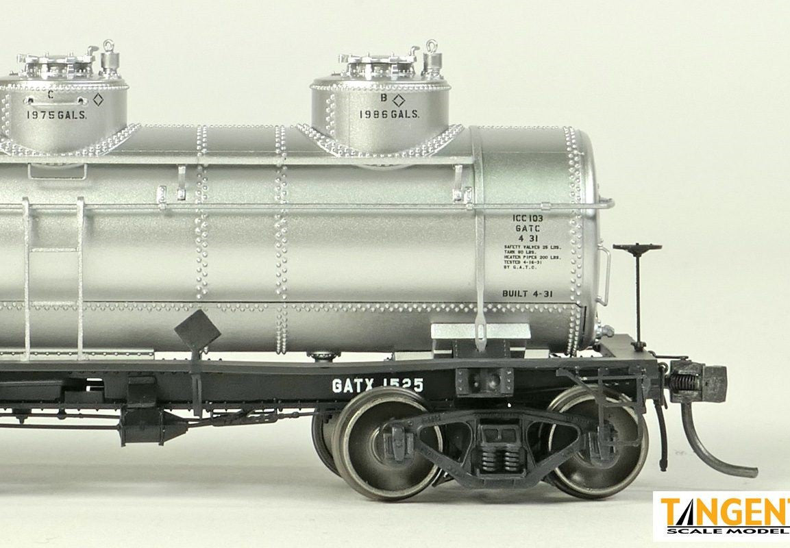 Tangent Scale Models HO 11524-02 General American 1928-Design 6000 Gallon 3-Compartment Tank Car GATX 'Silver Lease 1958+' GATX #1528