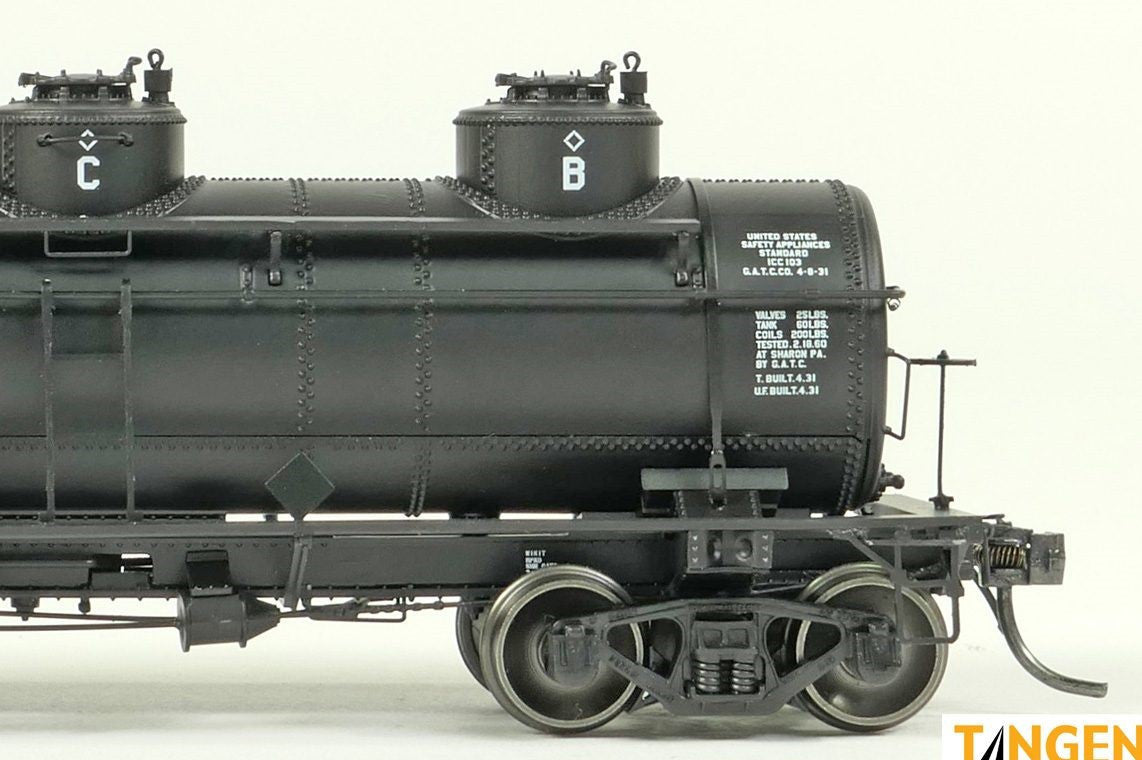 Tangent Scale Models HO 11527-02 General American 1928-Design 6000 Gallon 3-Compartment Tank Car 'Mobil Oil Company Black Lease 1960+' MOBX #310