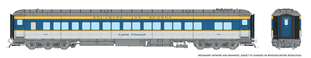 Rapido Trains Inc HO 125014 Balloon Top Coach Delaware & Hudson "Blue/Yellow/Gray Scheme" D&H #204 "Lake George"