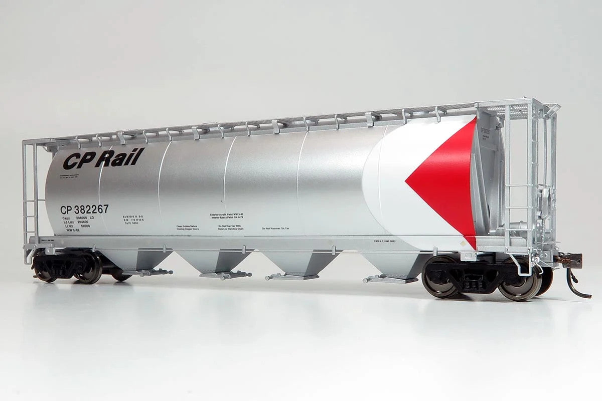 Rapido Trains Inc HO 127028-382325 MIL 3800cuft Covered Hopper CP Rail 'Large Multimark' Silver Repaint CP #382325