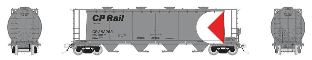 Rapido Trains Inc HO 127028-382263 MIL 3800cuft Covered Hopper CP Rail 'Large Multimark' Silver Repaint CP #382263