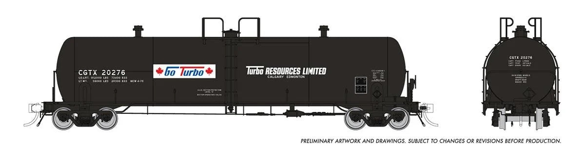 Rapido Trains Inc HO 135021 Procor 20K gal Tank Car Turbo Resources CGTX 6-Pack