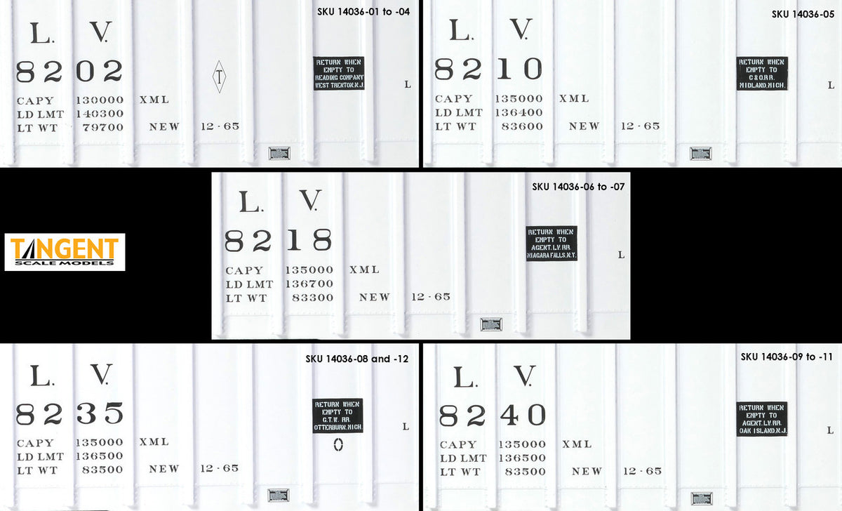 Tangent Scale Models HO 14036-02 PRR Shops X58 Plug Door Boxcar Lehigh Valley 'Delivery 12-1965 X58B' LV #8205