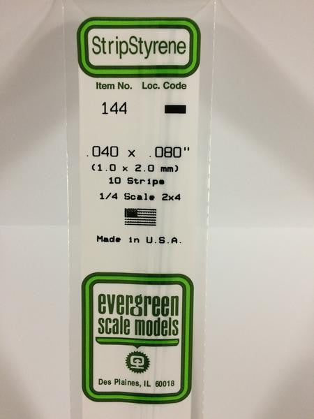 Evergreen Scale Models 144 - .040" X .080" Strip Styrene - 10 Pieces