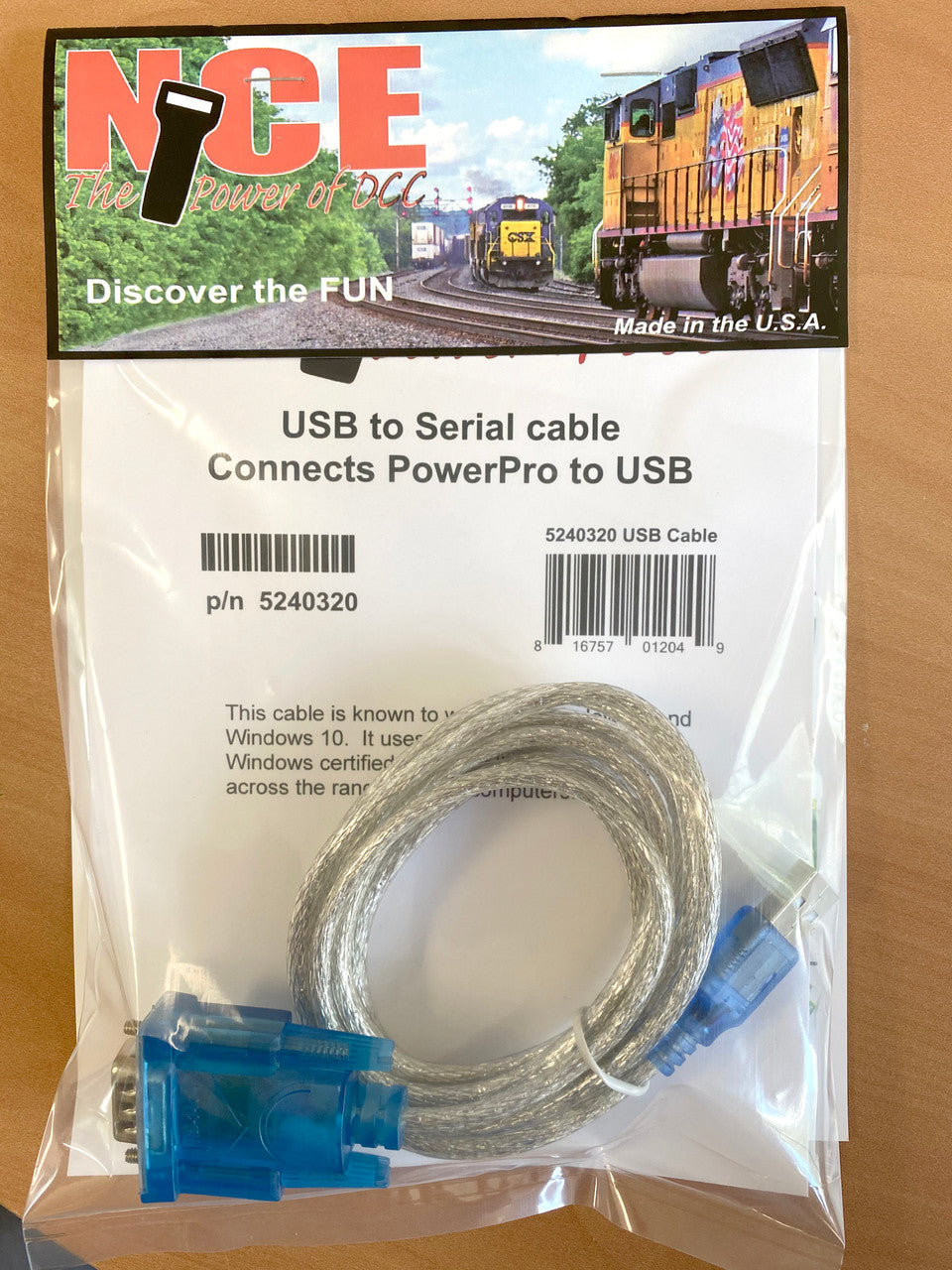 NCE DCC 5240320 USB to Serial Cable - 6 ft
