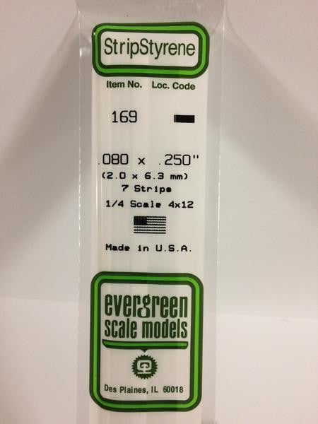 Evergreen Scale Models 169 - .080" X .250" Strip Styrene - 7 Pieces