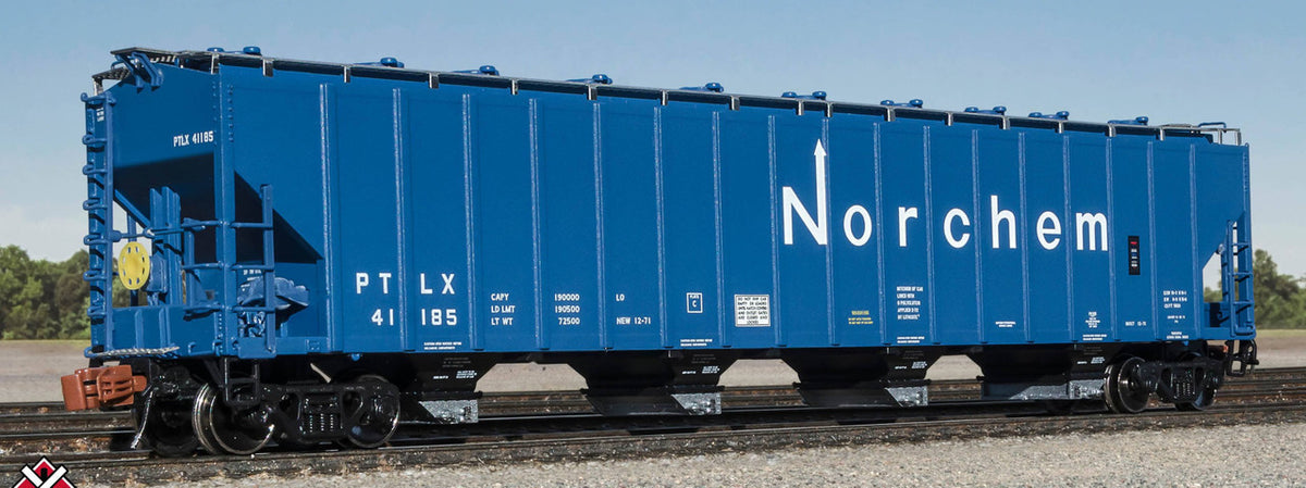 ScaleTrains Rivet Counter N SXT39328 Pullman-Standard 5820 Covered Hopper Pullman Transport Leasing/Norchem/Blue PTLX #41287