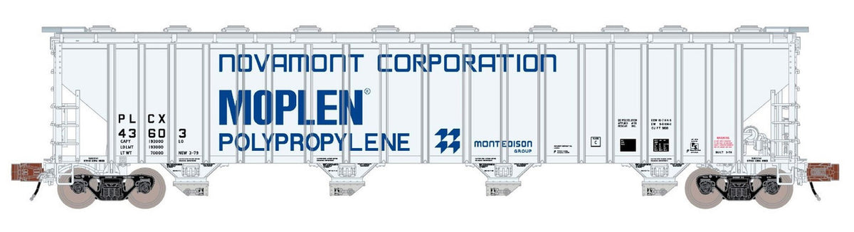 ScaleTrains Rivet Counter N SXT39331 Pullman-Standard 5820 Covered Hopper Pullman Leasing/Novamont PLCX #43614