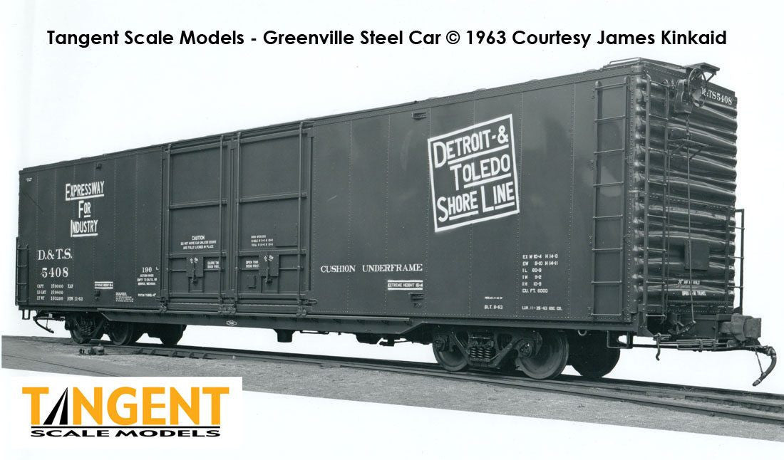 Tangent Scale Models HO 33016-04 Greenville 6,000CuFt 60' Double Door Box Car Detroit and Toledo Shore Line 'Delivery Red 11-1963' DTS #5406