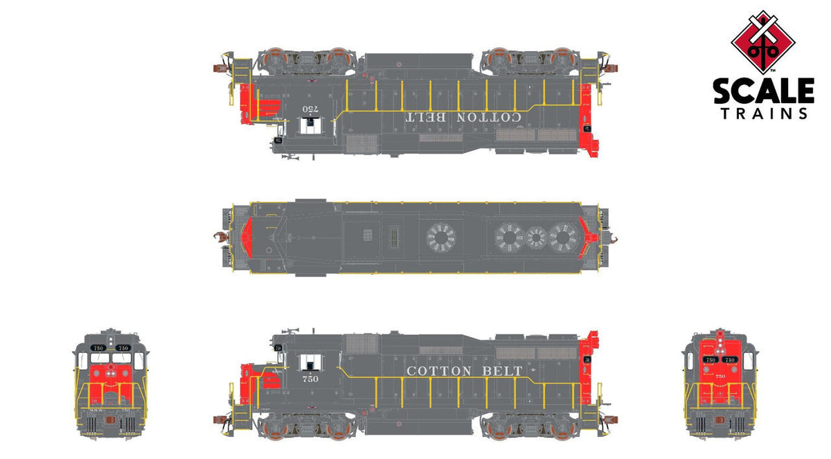 ScaleTrains Rivet Counter HO SXT39262 DCC Ready EMD GP30 Locomotive Cotton Belt 'Bloody Nose - As Delivered' #759