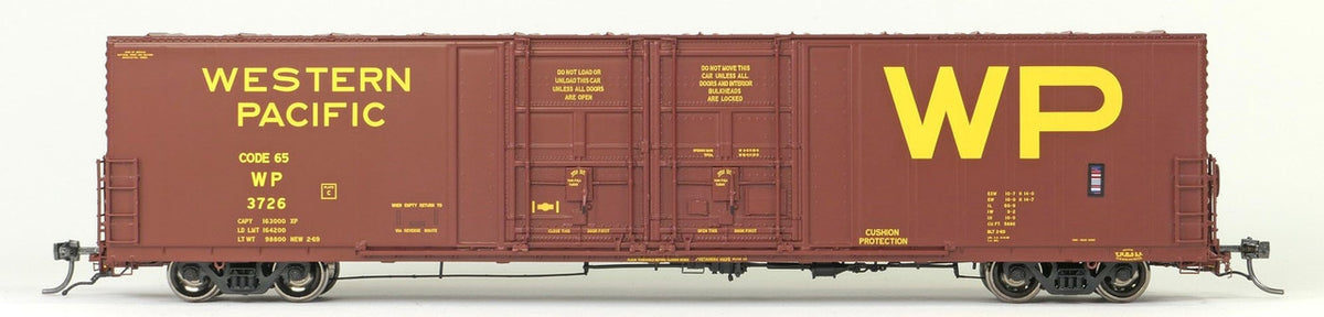 Tangent Scale Models HO 34013-04 Thrall 5880 60′ Double Plug Door Box Car Western Pacific 'Original Red 2-1969' WP #3729