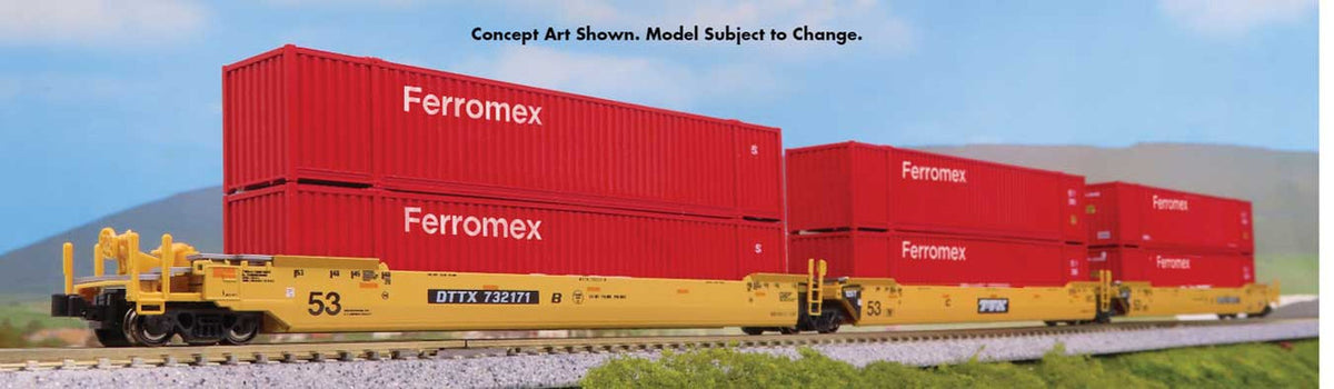 Kato N 106-6188 Gunderson MAXI-IV 3-Unit Well Car with 6 53' Containers TTX DTTX #732335