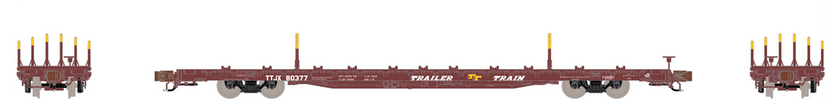 ScaleTrains Rivet Counter N SXT38980 BSC F68BH Finger Rack Flatcar Trailer Train/Oxide Red TTJX #80515