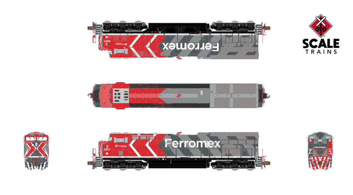 ScaleTrains Rivet Counter HypoTypical N SXT40476 DCC Ready GE ET44AC Locomotive Ferromex 'Zebra' #4938