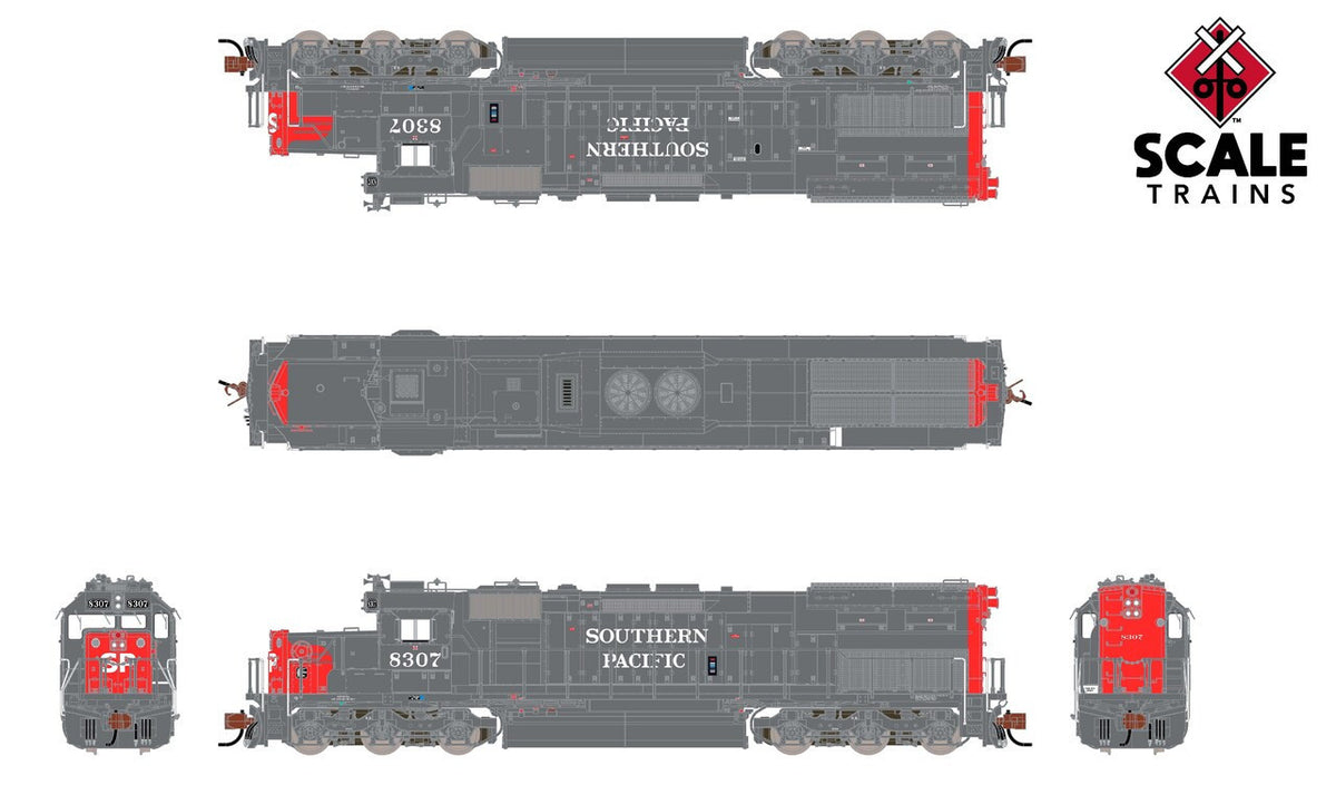 ScaleTrains Rivet Counter N SXT39581 DCC/ESU LokSound Equipped EMD SD40T-2 Southern Pacific 'As Delivered w/123" Snoot Nose' SP #8320