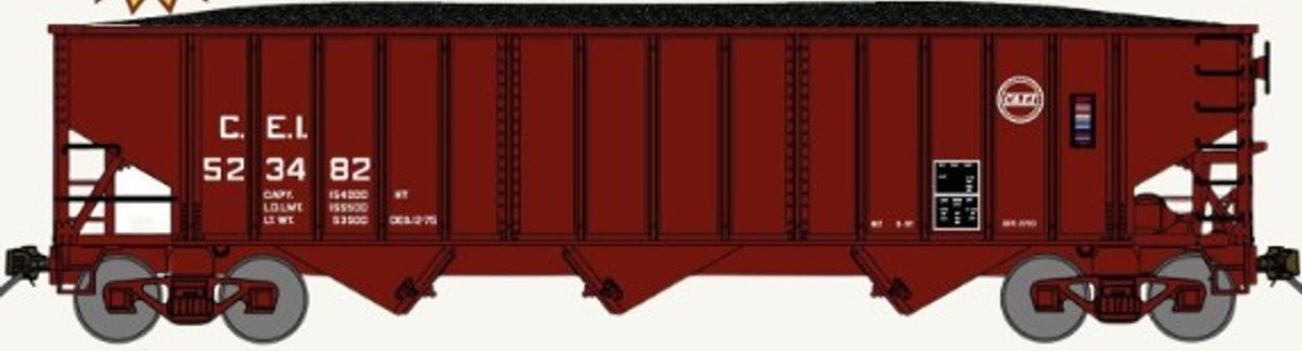 Bluford Shops N 14608 70-Ton 3-Bay 14-Panel Hopper w/Load Chicago & Eastern Illinois "buzzsaw" C&EI #523257