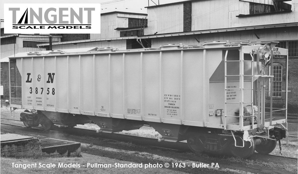 Tangent Scale Models HO 35162-05 Pullman-Standard 2929 Covered Hopper Louisville and Nashville 'Delivery Gray 10-1963' L&N #38763