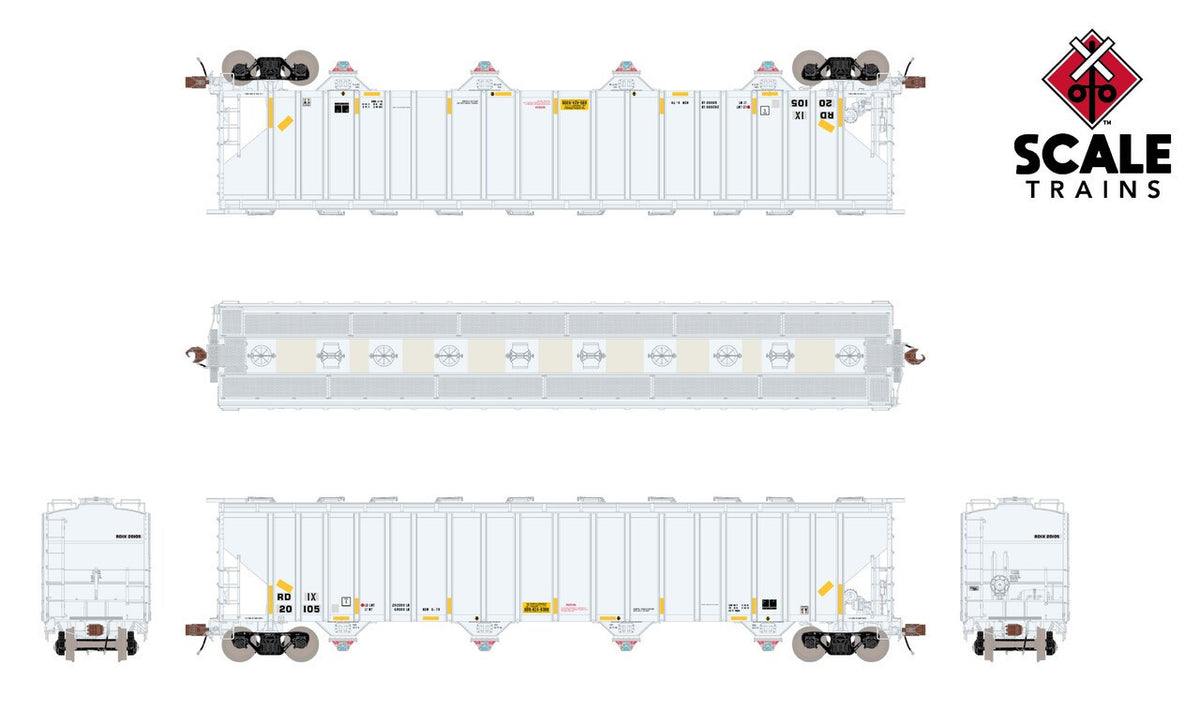 ScaleTrains Rivet Counter HO SXT39459 P-S 5820 Covered Hopper Entec Polymers White w/Conspicuity Stripes & Miner 289C Outlets RDIX #20105