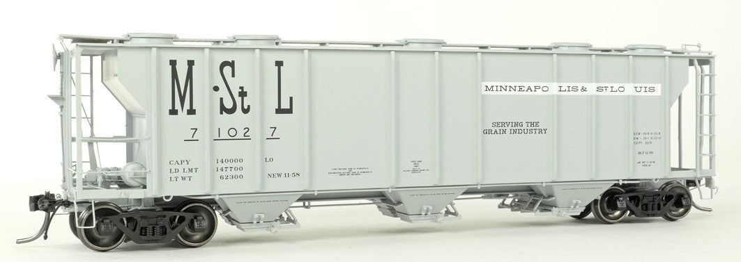 Tangent Scale Models HO 35012-10 PS-2 3215CuFt Covered Hopper Minneapolis and St. Louis 'Delivery Gray 11-1958' M&StL #71033