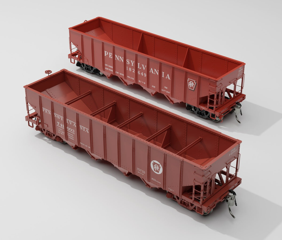 Rapido Trains Inc HO 178006A Pennsylvania RR H21A 4-Bay Hopper PRR-Red 'Shadow Keystone' - Single Car #1