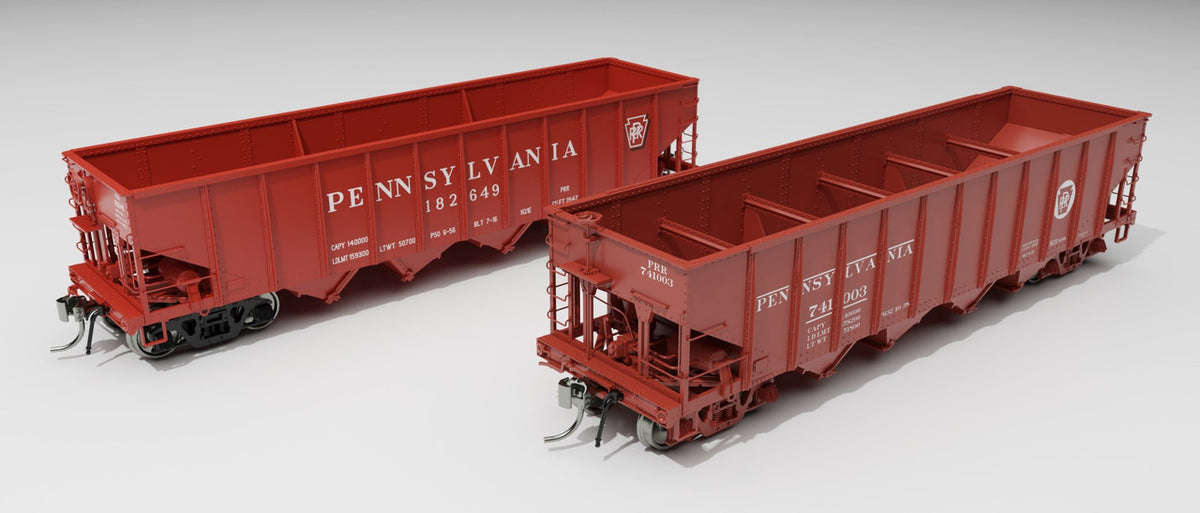 Rapido Trains Inc HO 178008A Pennsylvania RR H21E 4-Bay Hopper PRR-Red 'Shadow Keystone' - Single Car