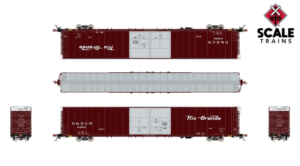 ScaleTrains Rivet Counter HO SXT39063 Thrall 86' High-Cube Double-Plug-Door Boxcar with Roofwalk Rio Grande D&RGW #63922
