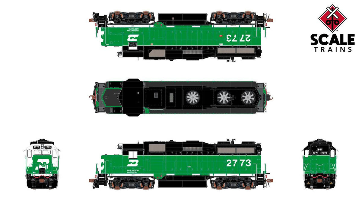 ScaleTrains Rivet Counter HO SXT40932 DCC Ready EMD GP39E Burlington Northern/White Face/Strobe Lights BN #2761