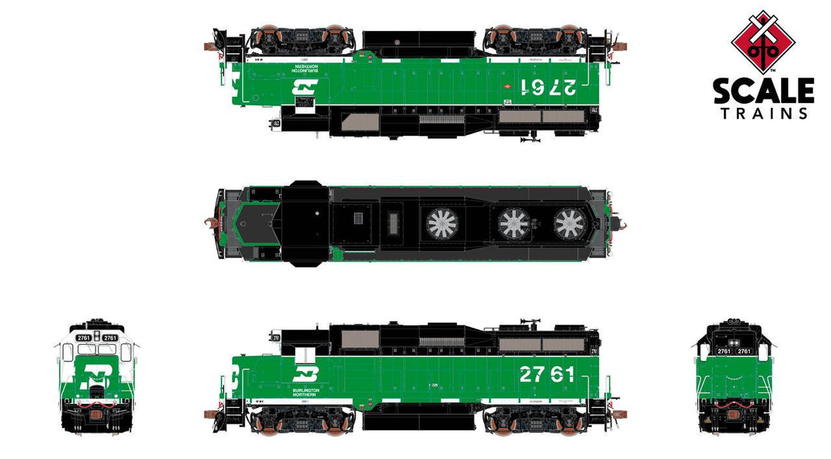 ScaleTrains Rivet Counter HO SXT40940 DCC Ready EMD GP39E Burlington Northern/White Face/Strobe Lights BN #2774