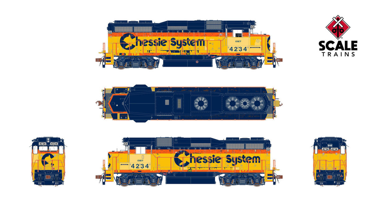 ScaleTrains Rivet Counter HO SXT40962 DCC Ready EMD GP30M CSXT 'ex-Chessie System Patch/Distressed Lettering' CSXT #4244