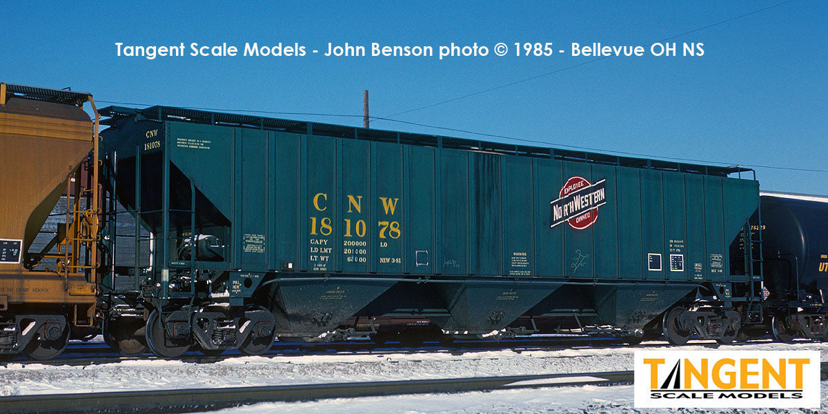 Tangent Scale Models HO 36360-11 PS4750 Covered Hopper Chicago and North Western Delivery Green 3-1981 CNW #181225
