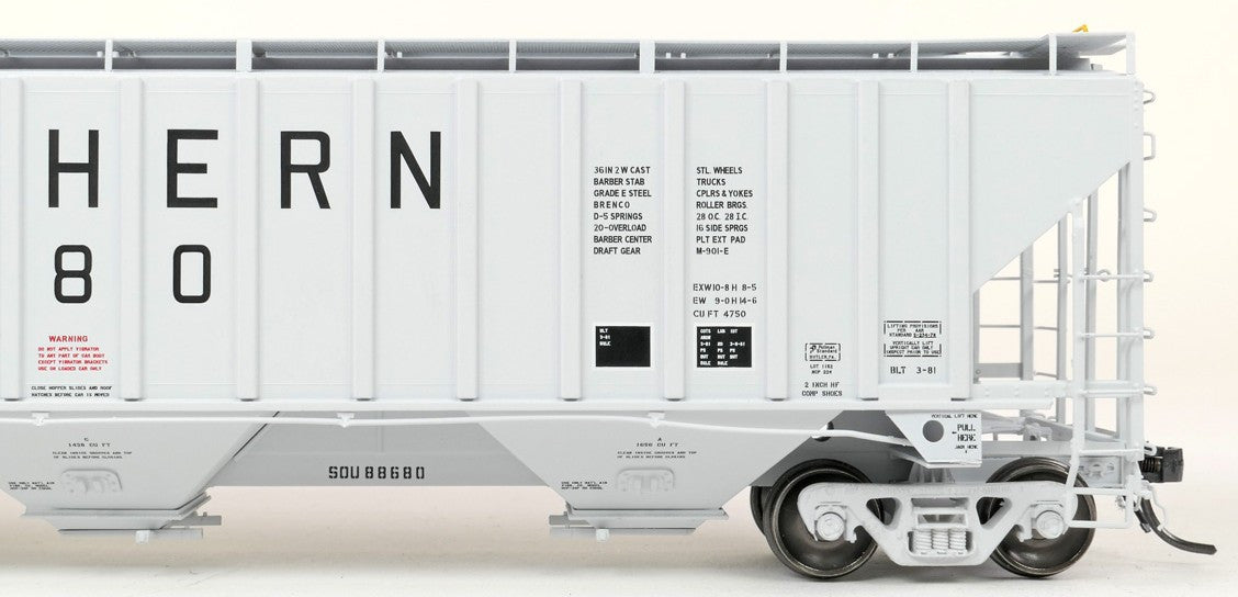 Tangent Scale Models HO 36369-12 PS4750 Covered Hopper Southern Delivery Gray 1981 SOU #88852