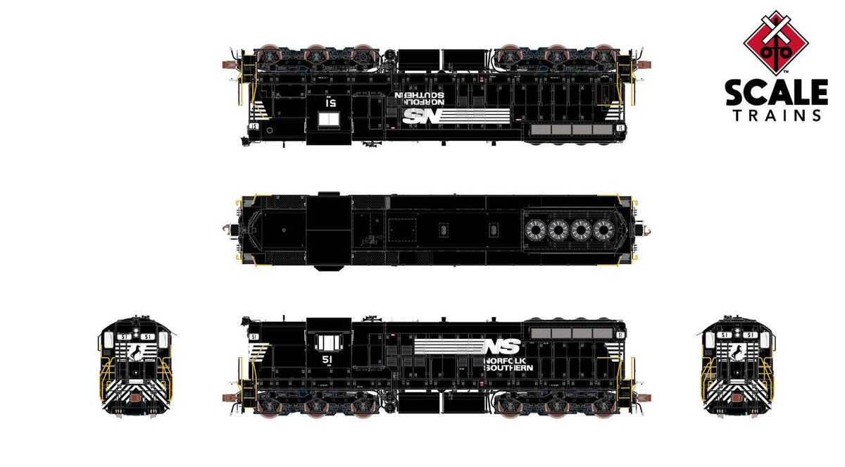 ScaleTrains Rivet Counter HO SXT41181 DCC Ready EMD SD9M Locomotive Norfolk Southern 'Thoroughbred' NS #51