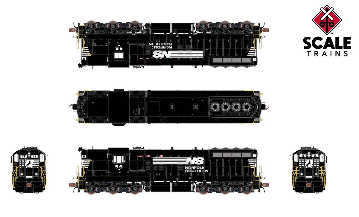 ScaleTrains Rivet Counter HO SXT41188 DCC/ESU Loksound 5 Equipped EMD SD9M Norfolk Southern 'Thoroughbred' w/Ditch Lights NS #56