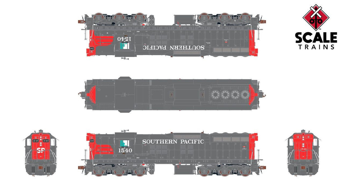 ScaleTrains Rivet Counter HO SXT41195 DCC Ready EMD SD7R Locomotive Southern Pacific 'Bloody Nose' SP #1523