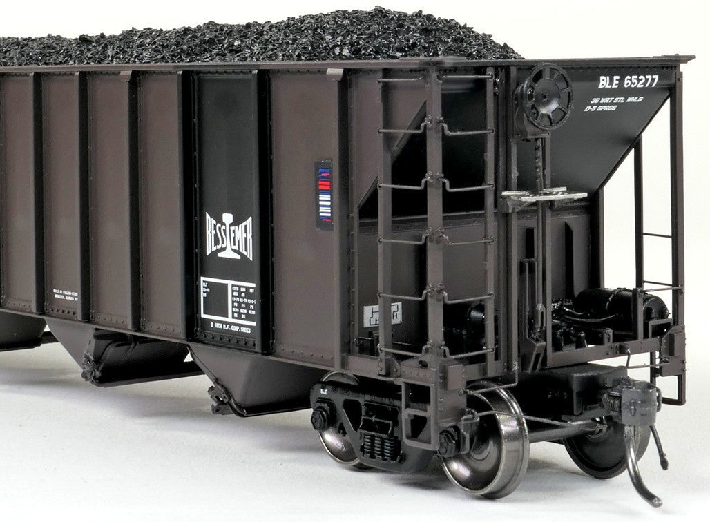 Tangent Scale Models HO 32060-32 Pullman-Standard 3400CuFt Quad Coal Hopper Bessemer and Lake Erie 'Delivery Cor-ten Black 1975' BLE #65308
