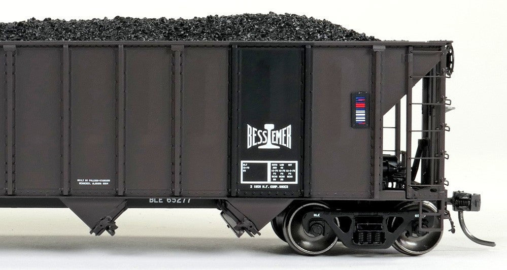 Tangent Scale Models HO 32060-32 Pullman-Standard 3400CuFt Quad Coal Hopper Bessemer and Lake Erie 'Delivery Cor-ten Black 1975' BLE #65308