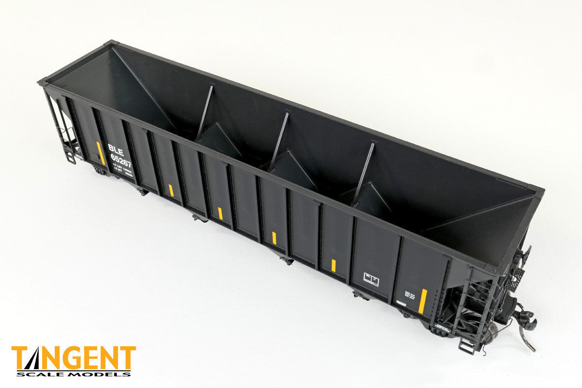 Tangent Scale Models HO 32063-24 Pullman-Standard 3400CuFt Quad Coal Hopper Bessemer and Lake Erie 'Conspicuity Repaint 2005+' BLE #65437